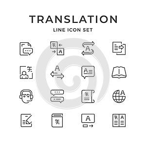 Set line icons of translation