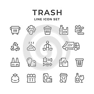 Set line icons of trash