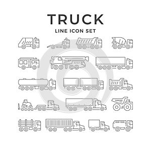 Set line icons of trucks