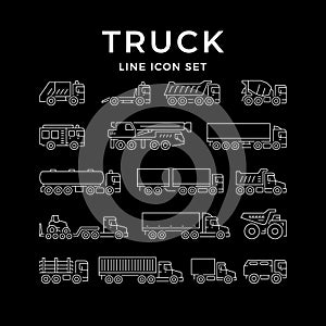 Set line icons of trucks