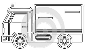 Set line icons of trucks,Vector Heavy Truck ,Vector truck trailer outline