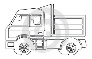 Set line icons of trucks,Vector Heavy Truck ,Vector truck trailer outline