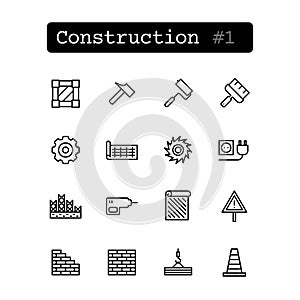 Set line icons. Vector. Construction, Building