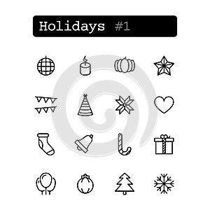 Set line icons. Vector. Holiday