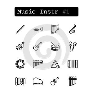 Set line icons. Vector. Musical instruments