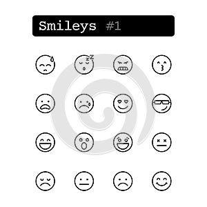 Set line icons. Vector. Smileys