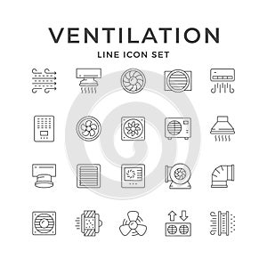 Set line icons of ventilation