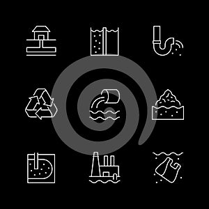 Set line icons of waste water