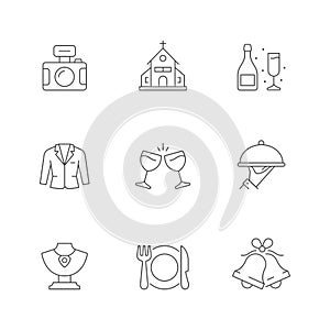 Set line icons of wedding