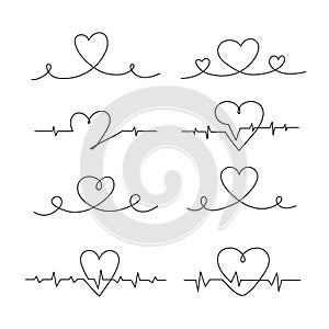 Set line illustration for hearts.