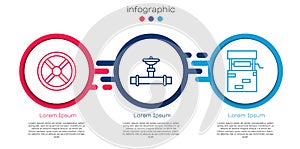 Set line Industry valve, Industry pipe and valve and Well. Business infographic template. Vector