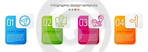 Set line Infographic of city map navigation, Monitor with location marker, Route location and Road traffic sign