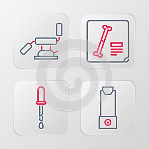 Set line Inhaler, Pipette, X-ray shots and Medical dental chair icon. Vector