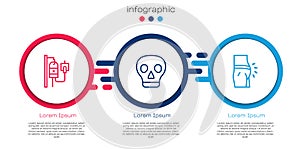 Set line IV bag, Skull and Abdominal bloating. Business infographic template. Vector