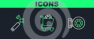 Set line Jewelry store, Jewelers lupe and online shopping icon. Vector