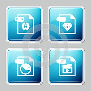Set line JS file document, RUBY, PPT and MOV icon. Vector