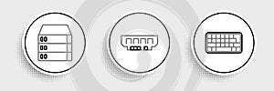 Set line Keyboard, Server, Data, Web Hosting and RAM, random access memory icon. Vector