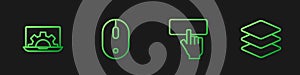 Set line Keyboard, Web development, Computer mouse and Layers. Gradient color icons. Vector