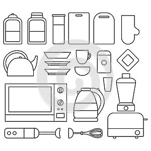 Set of Line Kitchen isolated elements