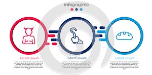 Set line Krampus, heck, Magic staff and Bread loaf. Business infographic template. Vector