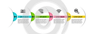 Set line Laptop with 5G network, , Wi-Fi wireless and Search. Business infographic template. Vector