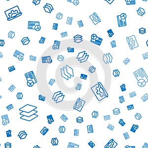 Set line Layers, Web development and Website statistic on seamless pattern. Vector
