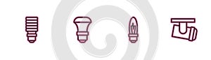 Set line LED light bulb, Light, and Led track lights and lamps icon. Vector