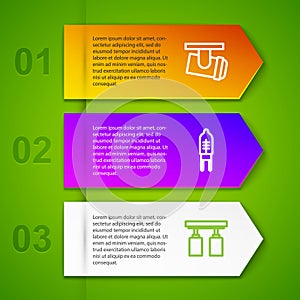 Set line Led track lights and lamps, Light emitting diode and . Business infographic template. Vector