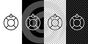 Set line Lifebuoy icon isolated on black and white, transparent background. Lifebelt symbol. Vector