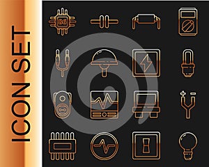 Set line Light bulb with concept of idea, Electric cable, LED light, Resistor electricity, emitting diode, Audio jack