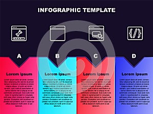 Set line Loading data window, Browser, files and Programming language syntax. Business infographic template. Vector