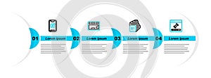 Set line Loading data window, Processor, Keyboard and Mobile Apps icon. Vector