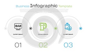 Set line Location and gas station, Petrol or and Propane tank. Business infographic template. Vector