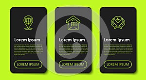 Set line Location shield, House and Life insurance. Business infographic template. Vector