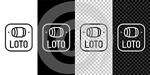 Set line Lottery ticket icon isolated on black and white, transparent background. Bingo, lotto, cash prizes. Financial