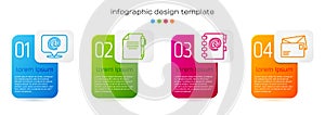 Set line Mail and e-mail on speech bubble, Document and pen, Address book and Envelope. Business infographic template