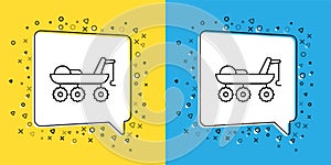 Set line Mars rover icon isolated on yellow and blue background. Space rover. Moonwalker sign. Apparatus for studying