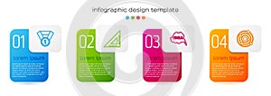 Set line Medal, Triangular ruler, Idea, speech bubble and Solar system. Business infographic template. Vector