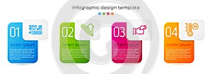 Set line Medical thermometer, , Checking body temperature and Meteorology. Business infographic template. Vector