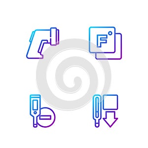 Set line Medical thermometer, Digital, and Fahrenheit. Gradient color icons. Vector