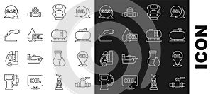 Set line Metallic pipes and valve, Refill petrol fuel location, Oil tank storage, tanker ship, drop, Electrical cable