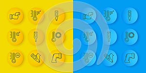 Set line Meteorology thermometer, Digital, Checking body temperature, and icon. Vector