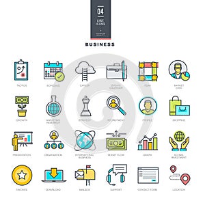 Set of line modern color icons for business