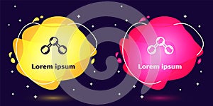 Set line Molecule icon isolated on blue background. Structure of molecules in chemistry, science teachers innovative