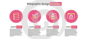 Set line Monitor with exclamation mark, Secure your site HTTPS, SSL, Pie chart infographic and Server, Data, Web Hosting