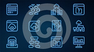 Set line Monitor with graph chart, Computer network, Cloud technology data transfer, Failed access cloud storage