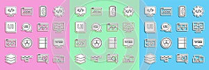 Set line Monitor, mobile, tablet, Web and graphic design, development, UI UX, Front end and Website statistic icon