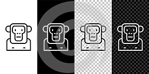 Set line Monkey icon isolated on black and white background. Vector