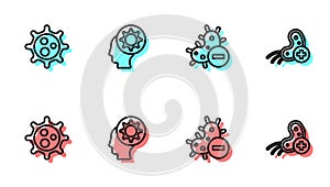 Set line Negative virus, Virus, Human and and Positive icon. Vector