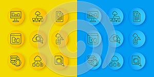 Set line Network cloud connection, Broken file, Search computing, concept with folder, Cloud technology data transfer